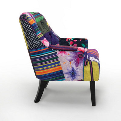 Fabric Patchwork Lydia Accent Chair