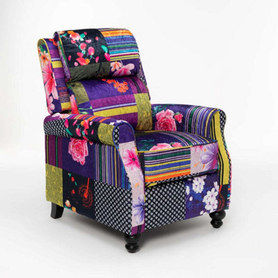 Fabric Patchwork Mary Manual Recliner Chair