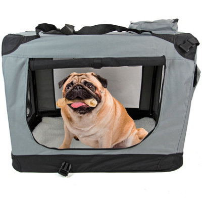 Fabric Pet Carrier Ventilated Grey Large