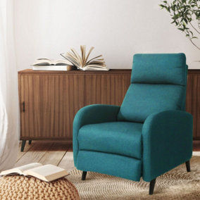 Fabric Recliner Chair Upholstered in Linen Blue
