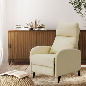 Fabric Recliner Chair Upholstered in Linen Cream