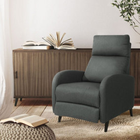 Fabric Recliner Chair Upholstered in Linen Dark Grey