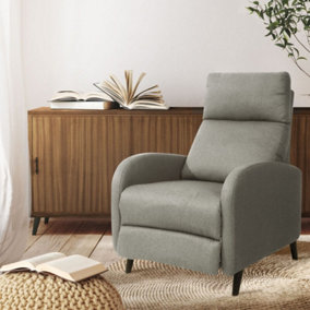 Fabric Recliner Chair Upholstered in Linen Light Grey