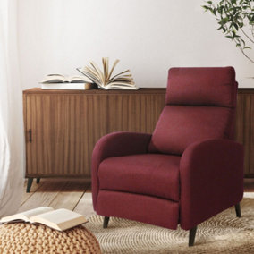 Fabric Recliner Chair Upholstered in Linen Red