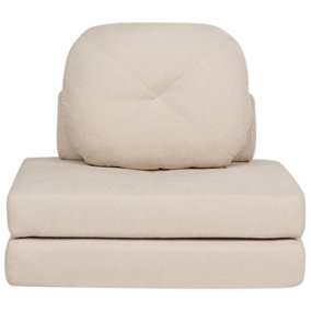 Fabric Single Sofa Bed Beige OLDEN