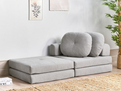 Fabric Single Sofa Bed Light Grey OLDEN