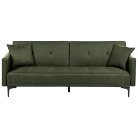 Fabric Sofa Bed Dark Green LUCAN