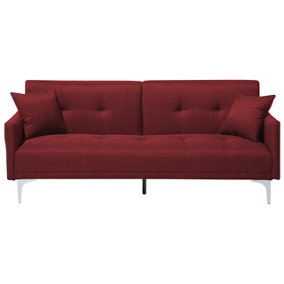 Fabric Sofa Bed Dark Red LUCAN