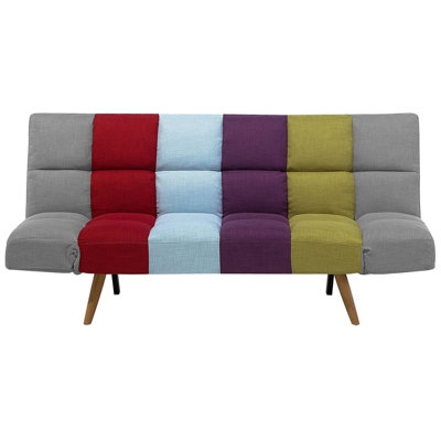 Fabric Sofa Bed Multicolour Patchwork INGARO