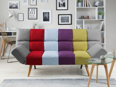 Fabric Sofa Bed Multicolour Patchwork INGARO