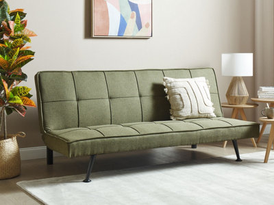 Fabric Sofa Bed Olive Green HASLE