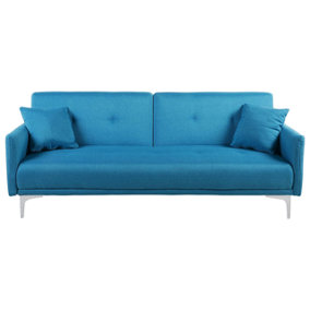 Fabric Sofa Bed Sea Blue LUCAN