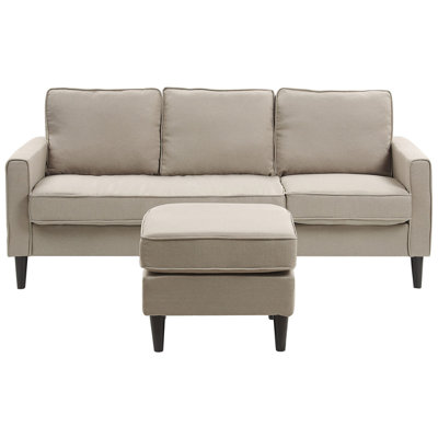 Fabric Sofa with Ottoman Beige AVESTA