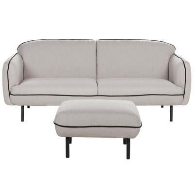 Fabric Sofa with Ottoman Light Grey TONSBERG