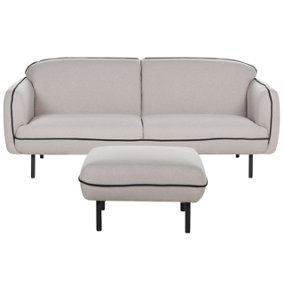 Fabric Sofa with Ottoman Light Grey TONSBERG