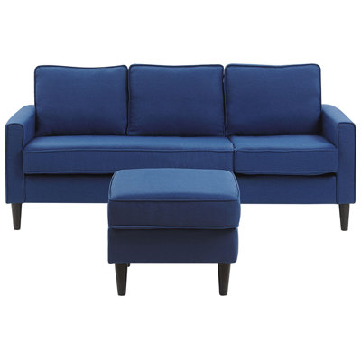 Fabric Sofa with Ottoman Navy Blue AVESTA