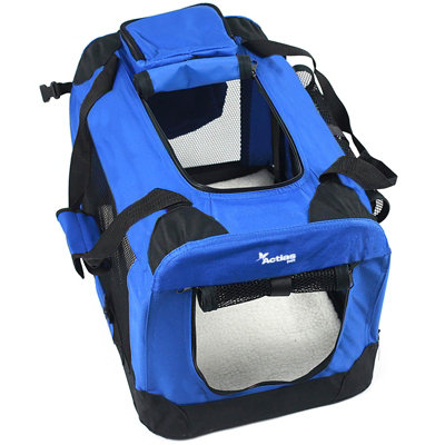 Fabric Soft Pet Crate Kennel Cage Carrier House Dog Cat Blue Large
