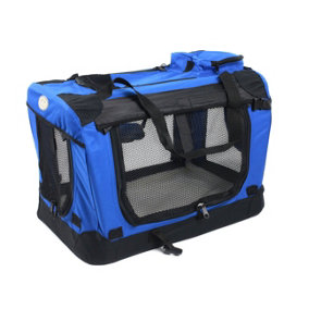 Fabric Soft Pet Crate Kennel Cage Carrier House Dog Cat Blue XL
