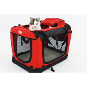 Fabric Soft Pet Crate Kennel Cage Carrier House Dog Cat Red Large