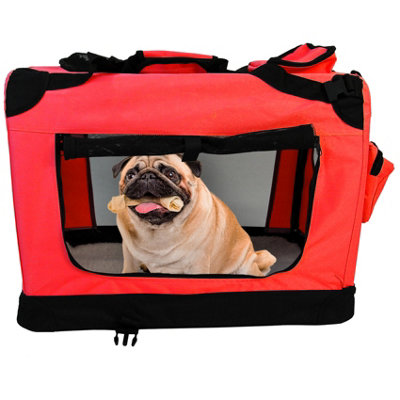 Fabric Soft Pet Crate Kennel Cage Carrier House Dog Cat Red Large