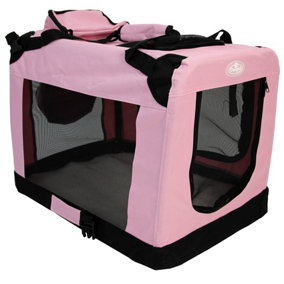 Fabric Soft Pet Travel Crate Kennel Cage Carrier House Dog Cat Pink Medium