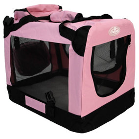 Fabric Soft Pet Travel Crate Kennel Cage Carrier House Dog Cat Pink XL