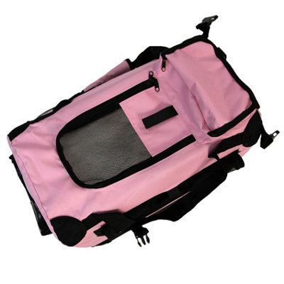 Fabric Soft Pet Travel Crate Kennel Cage Carrier House Dog Cat Pink XL