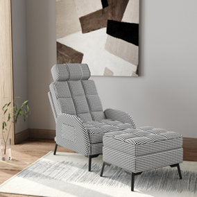 Fabric Upholstered Recliner Chair Sofa Chair Reclining Lounge Armchair with Footstool