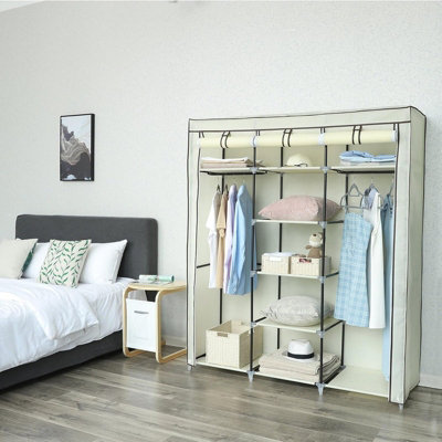 Fabric Wardrobe, Foldable Closet with Hanging Rail, Clothes Rack ...