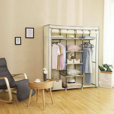 Fabric Wardrobe, Foldable Closet with Hanging Rail, Clothes Rack ...