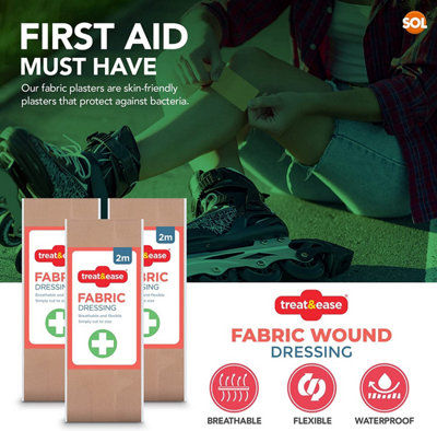 Fabric Wound Dressing Strips 6m - Cut to Size Large Wound Fabric Plasters - Plasters Fabric - Large Plasters Fabric Roll - 6