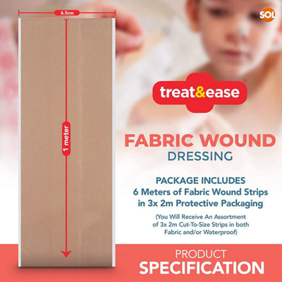 Fabric Wound Dressing Strips 6m - Cut to Size Large Wound Fabric Plasters - Plasters Fabric - Large Plasters Fabric Roll - 7