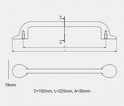 FABRICIO - cabinet door handle - 192mm, black
