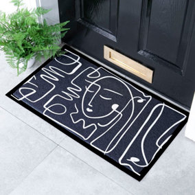 Face Lines Abstract Indoor & Outdoor Doormat - 70x40cm