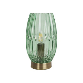 Faceted Glass Vase Table Lamp Green