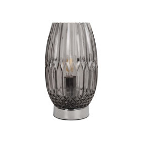 Faceted Glass Vase Table Lamp Smoke