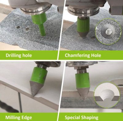 FACHLICH tile drill bits set 4pcs sizes 6-6-8mm + chamfer bit M14 grinder thread