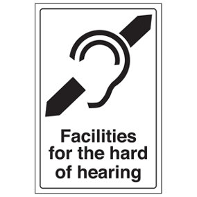 Facilities For Hard Of Hearing Sign - Adhesive Vinyl - 200x300mm (x3)
