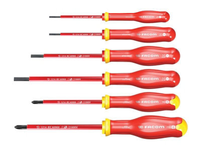 Facom ATPVE.J6PB Protwist VDE Screwdriver Set, 6 Piece FCMATPVEJ6PB