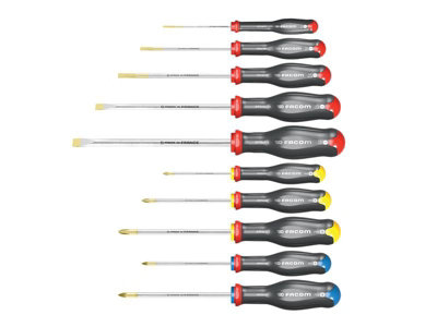 Facom ATW.J10PB Protwist Screwdriver Set, 10 Piece FCMATWJ10PB