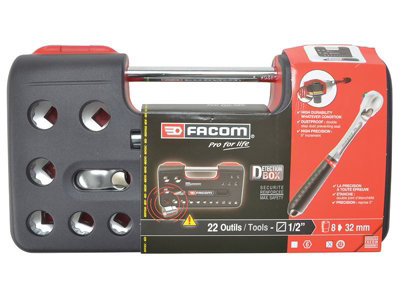 Facom SL.DBOX412 1/2in Drive 12-Point Detection Box Socket Set, 22 Piece Metric FCMSLDBOX412