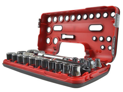 Facom SL.DBOX412 1/2in Drive 12-Point Detection Box Socket Set, 22 Piece Metric FCMSLDBOX412