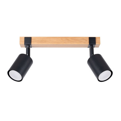 Fager steel/natural wood Black 2 Lights Scandinavian Ceiling lamps