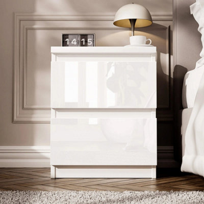 Fairfield Minimalist Large Chest of Drawers 2 Draw In Gloss White