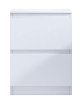 Fairfield Minimalist Large Chest of Drawers 2 Draw In Matt White