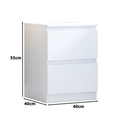 Fairfield Minimalist Large Chest of Drawers 2 Draw In Matt White