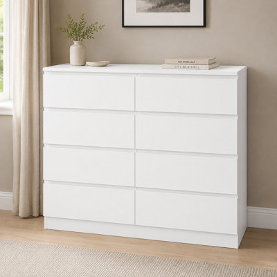 Fairfield Minimalist Large Chest of Drawers 8 Draw In Matt White