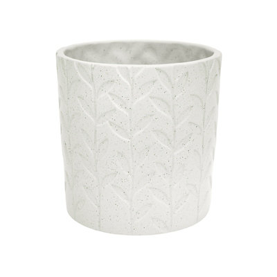 Fairford Speckle Leaf Planter - Casted Stoneware - L24 x W24 x H25 cm - Ivory