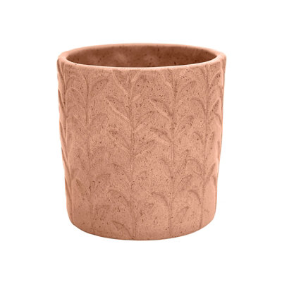 Fairford Speckle Leaf Planter - Casted Stoneware - L24 x W24 x H25 cm - Ochre