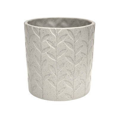 Fairford Speckle Leaf Planter - Casted Stoneware - L24 x W24 x H25 cm - Stone